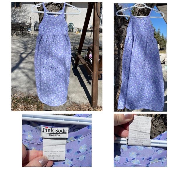 Vtg | 90s Pink Soda Floral Maxi Summer Dress Spaghetti Straps Empire Waist Sz 7 - Picture 8 of 8